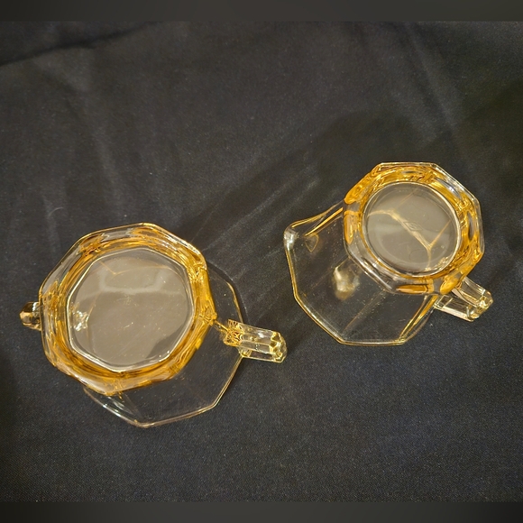 Vintage Fostoria Topaz Yellow Cream and sugar set Depression Glass - Picture 8 of 16
